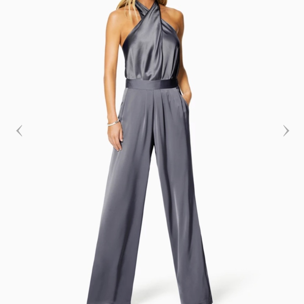 NWT Ramy Brook Iris Satin Pants in nickl/grey